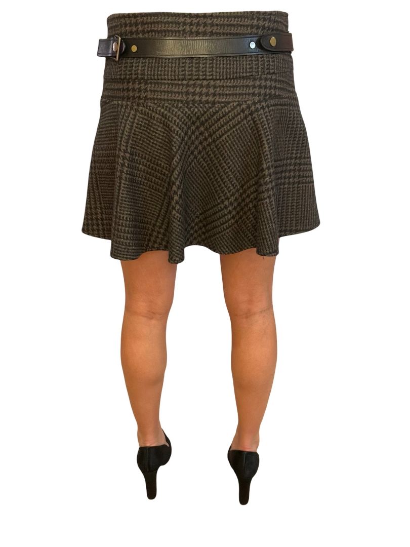 Belstaff Brown Check Wool Mini Skirt. Size: 40