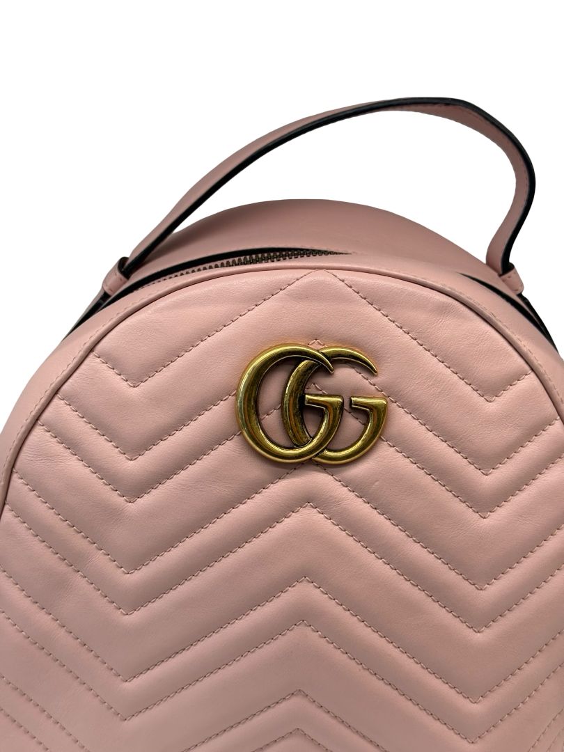 Gucci Pink GG Marmont Baby Backpack.