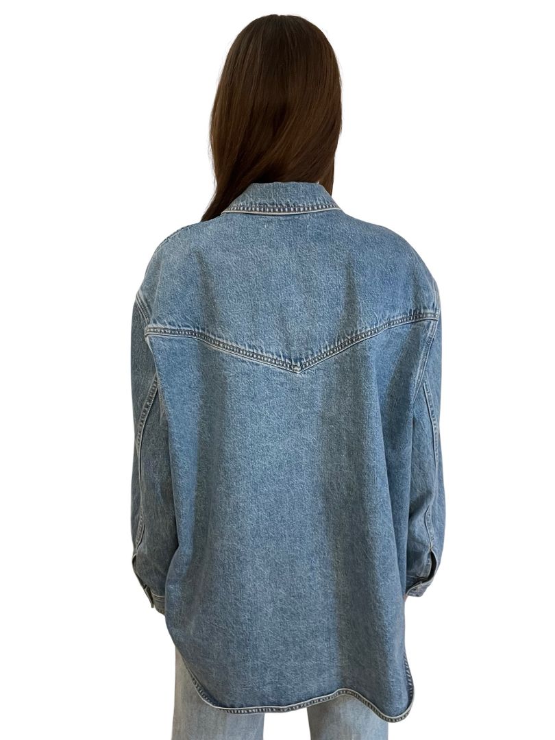 SLVRLAKE Blue 'Western' Oversized Denim Overshirt. Size: S