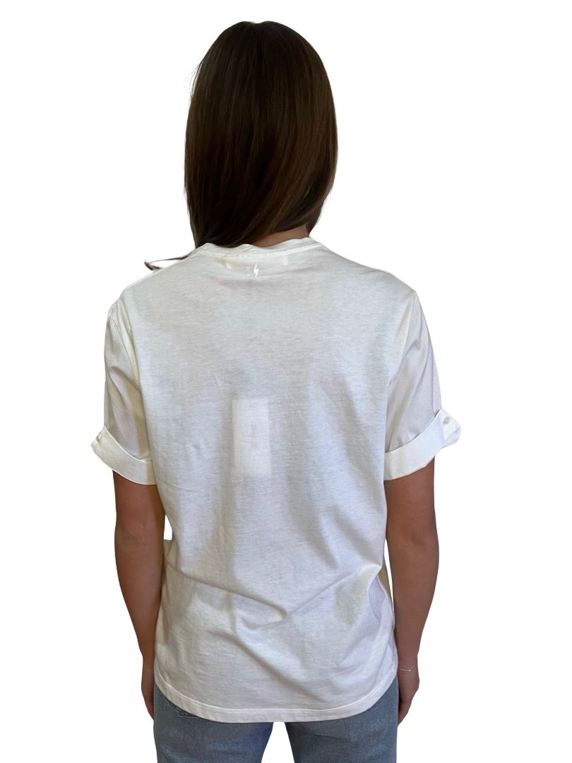 Neil Barret White T-Shirt w Rolled Up Sleeves. Size: S