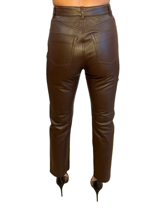 Reformation Brown Veda Leather Pants. Size: 2