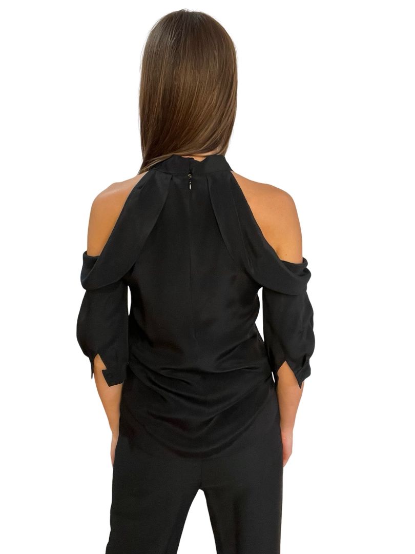 Erdem Black Shoulder Cut Top. Size: 8
