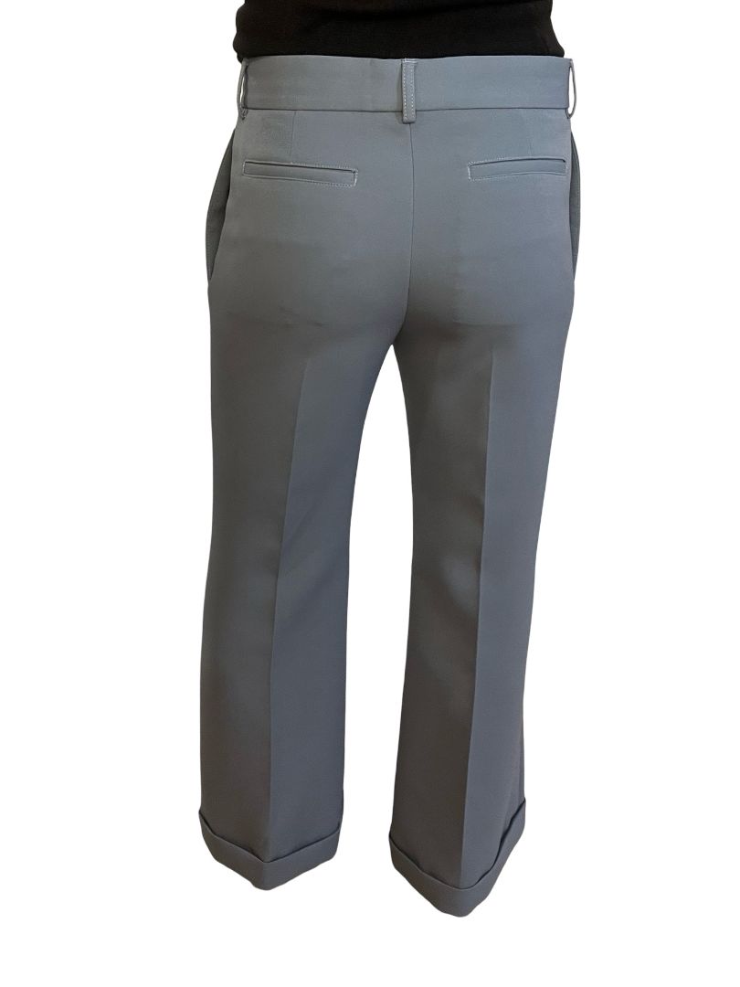 Acne Studios Slate Blue Pleated Trousers W Stitched Cuff. Size: 36