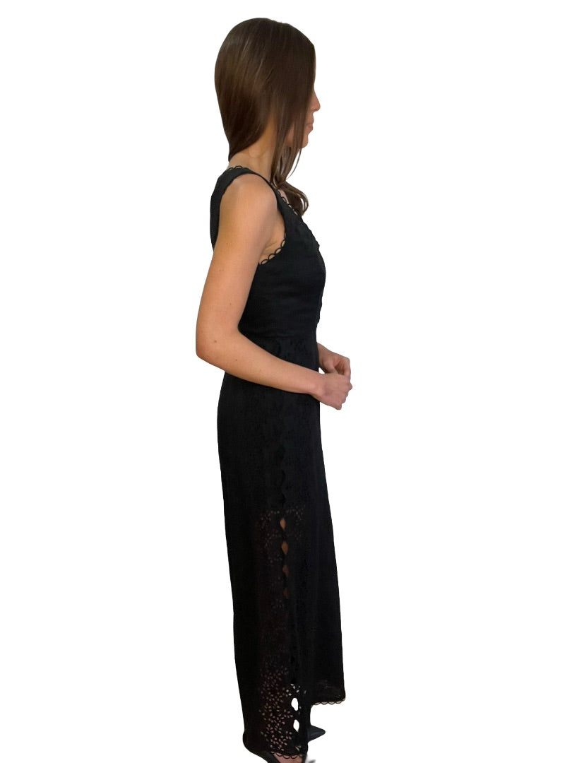 Zimmermann Black Linen Embroidery Jumpsuit. Size: 1