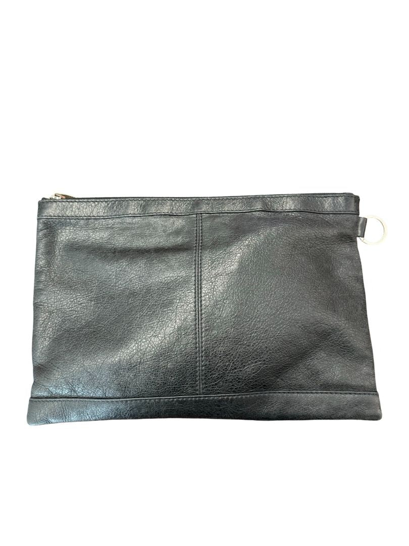 Balenciaga Black Leather Clutch W Silver Studs. 30x20