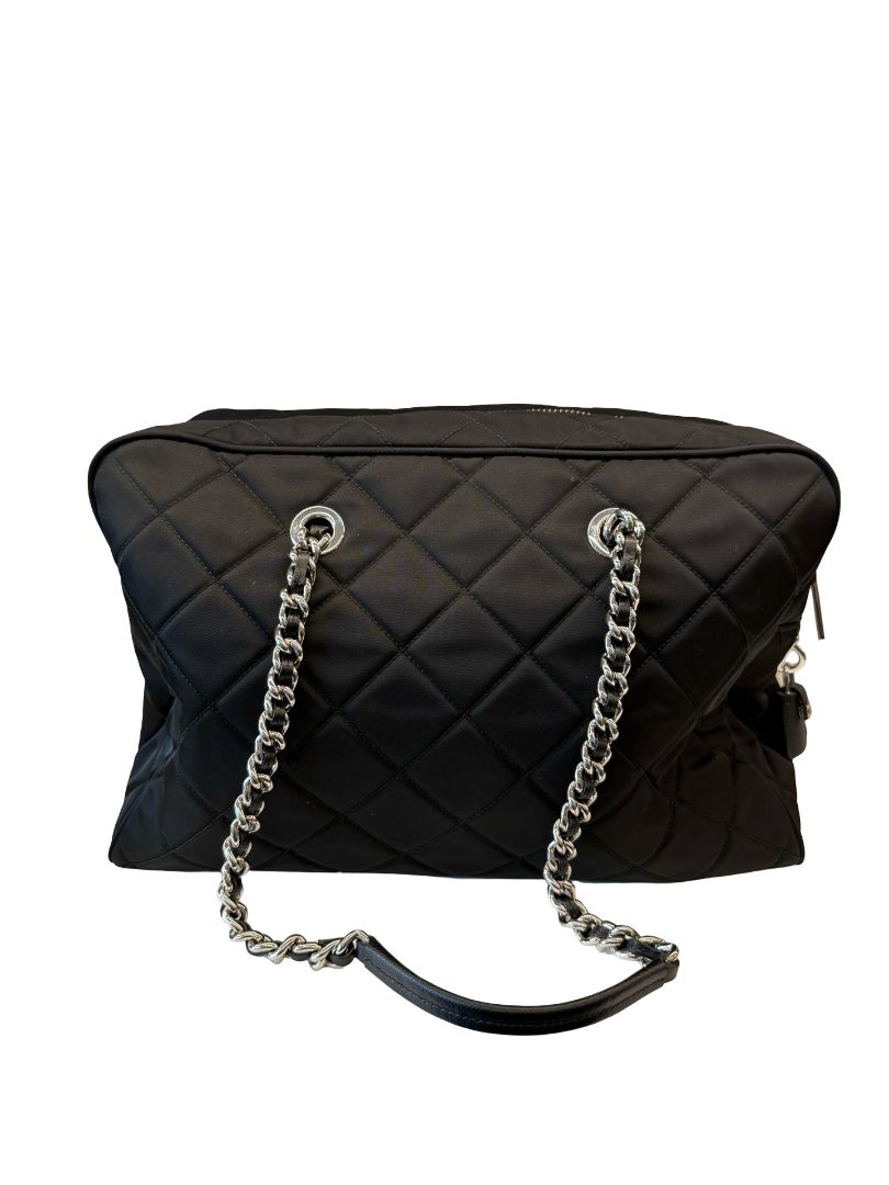 Prada Black Tessuto Quilted Bowling Bag.