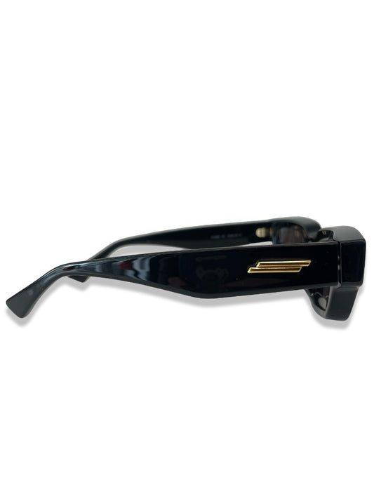 Bottega Veneta Black Rectangular Sunglasses.