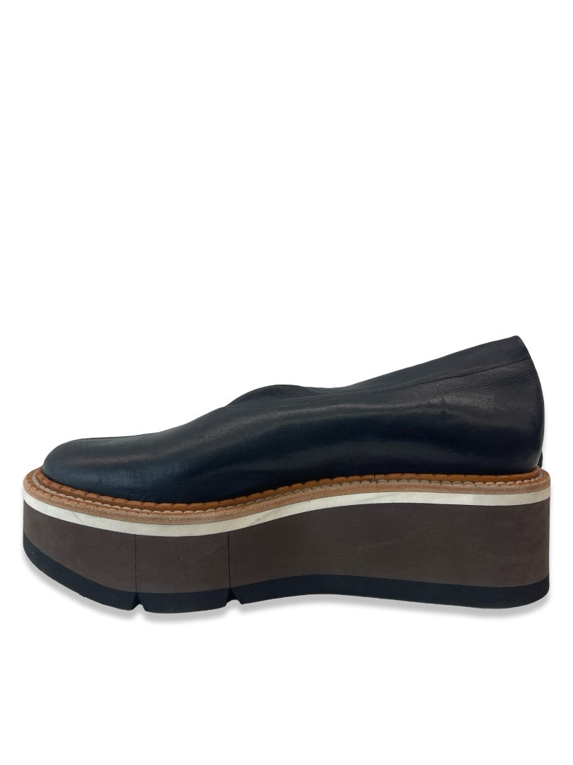Clergerie Black Flatform Leather Ankle Boots. Size: 7