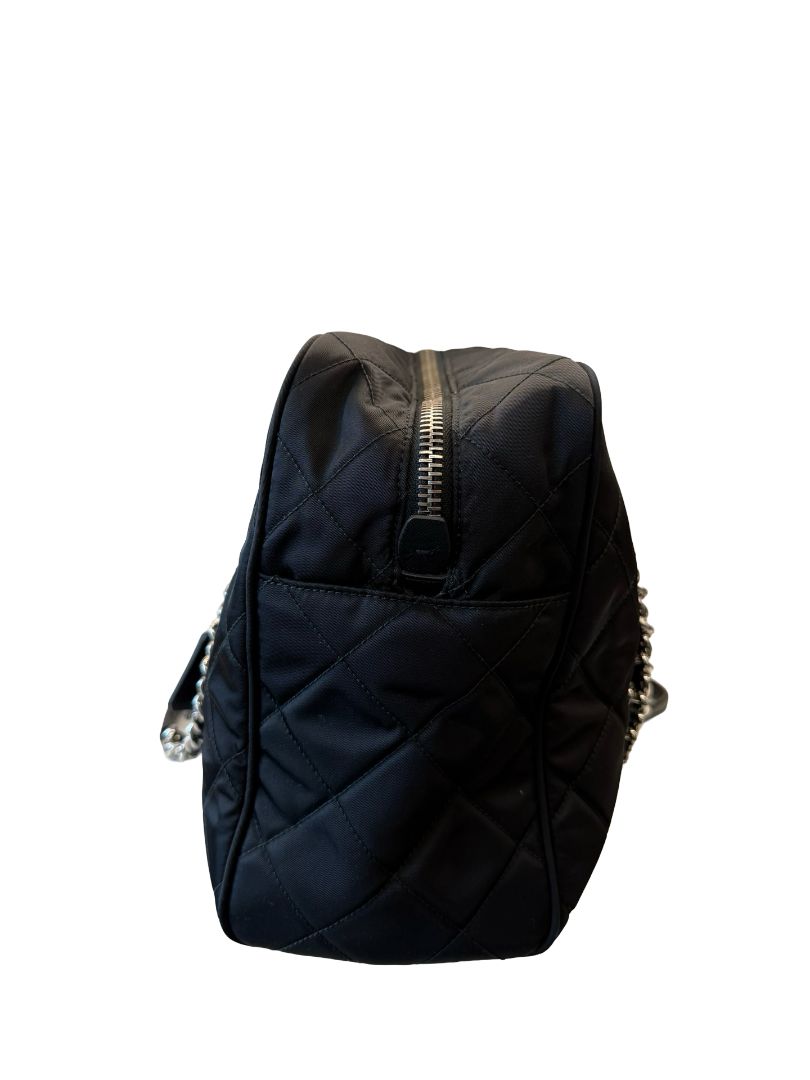 Prada Black Tessuto Quilted Bowling Bag.