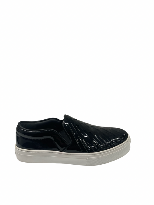Celine Slip On Shiny Black Herringbone Sneakers. Size: 36