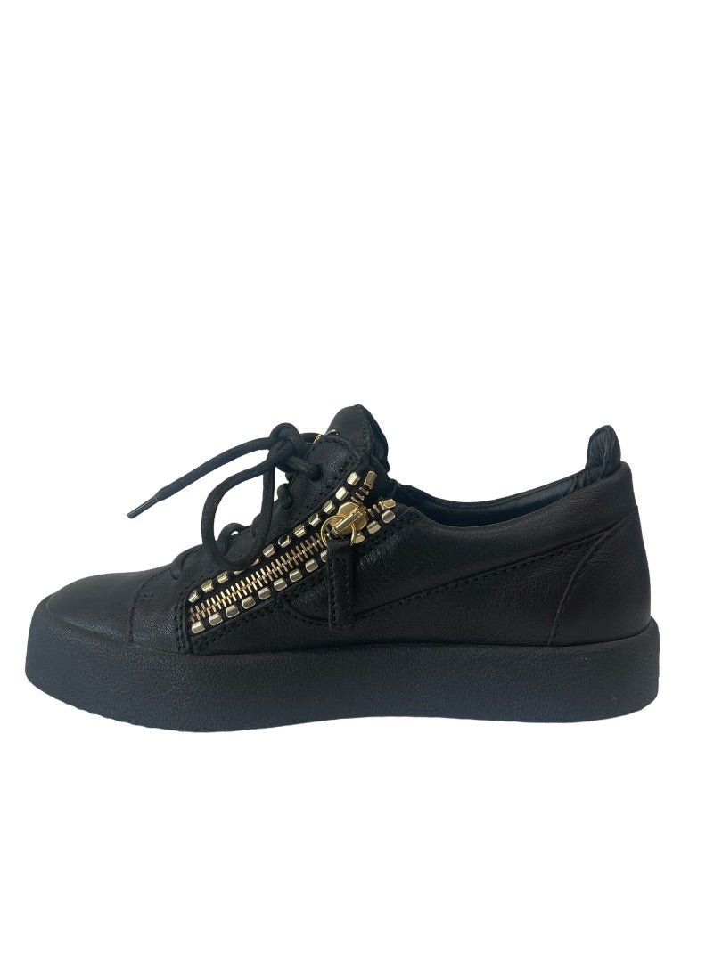 Giuseppe Zanotti Black Sneaker w/ Zippers. Size: 36