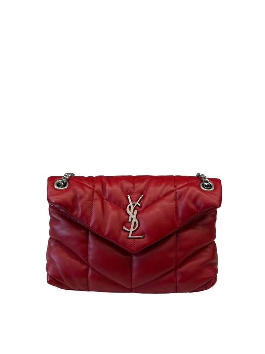 Yves Saint Laurent Red Quilted Loulou Lambskin Bag