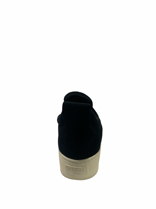 Celine Slip On Shiny Black Herringbone Sneakers. Size: 36