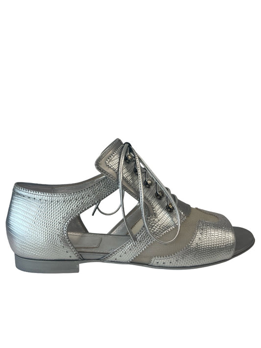 Givenchy Silver Flat Sandal w/ Mesh. Size: 38