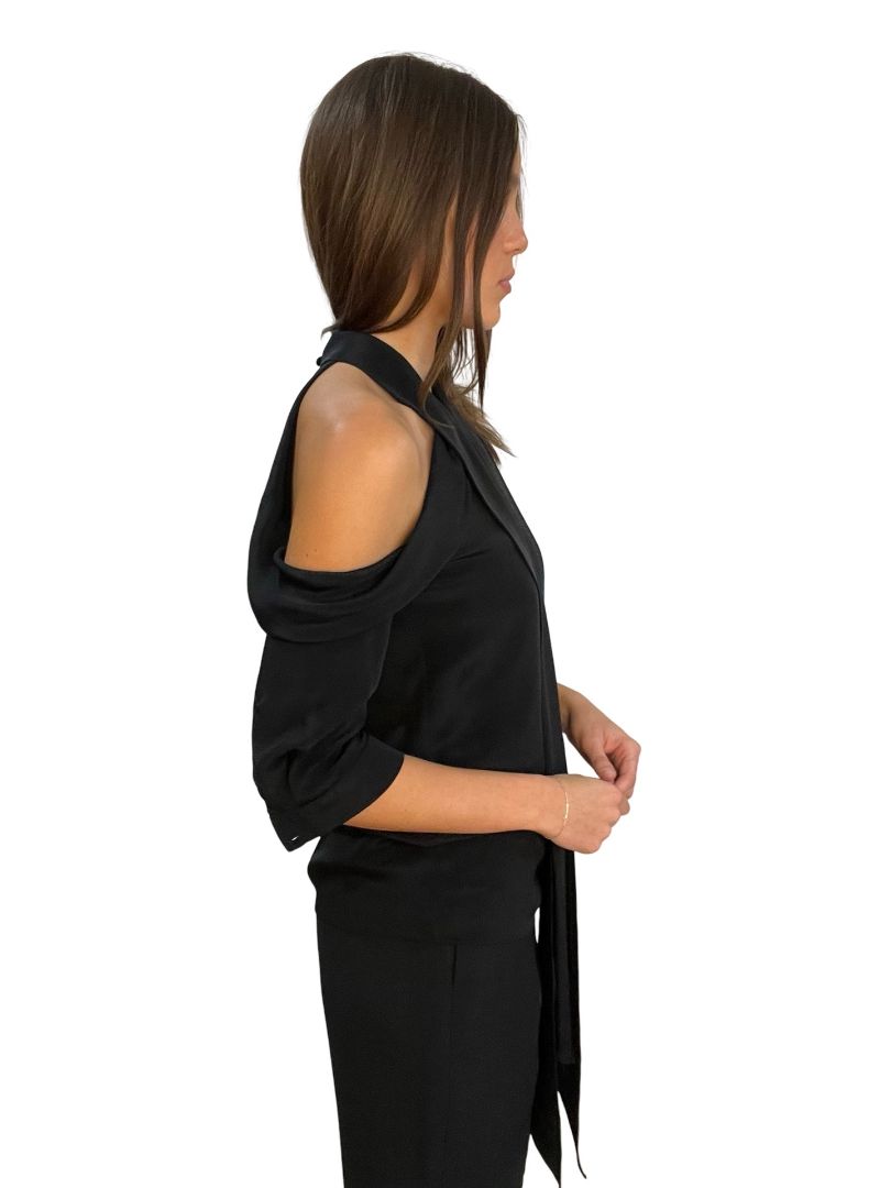 Erdem Black Shoulder Cut Top. Size: 8