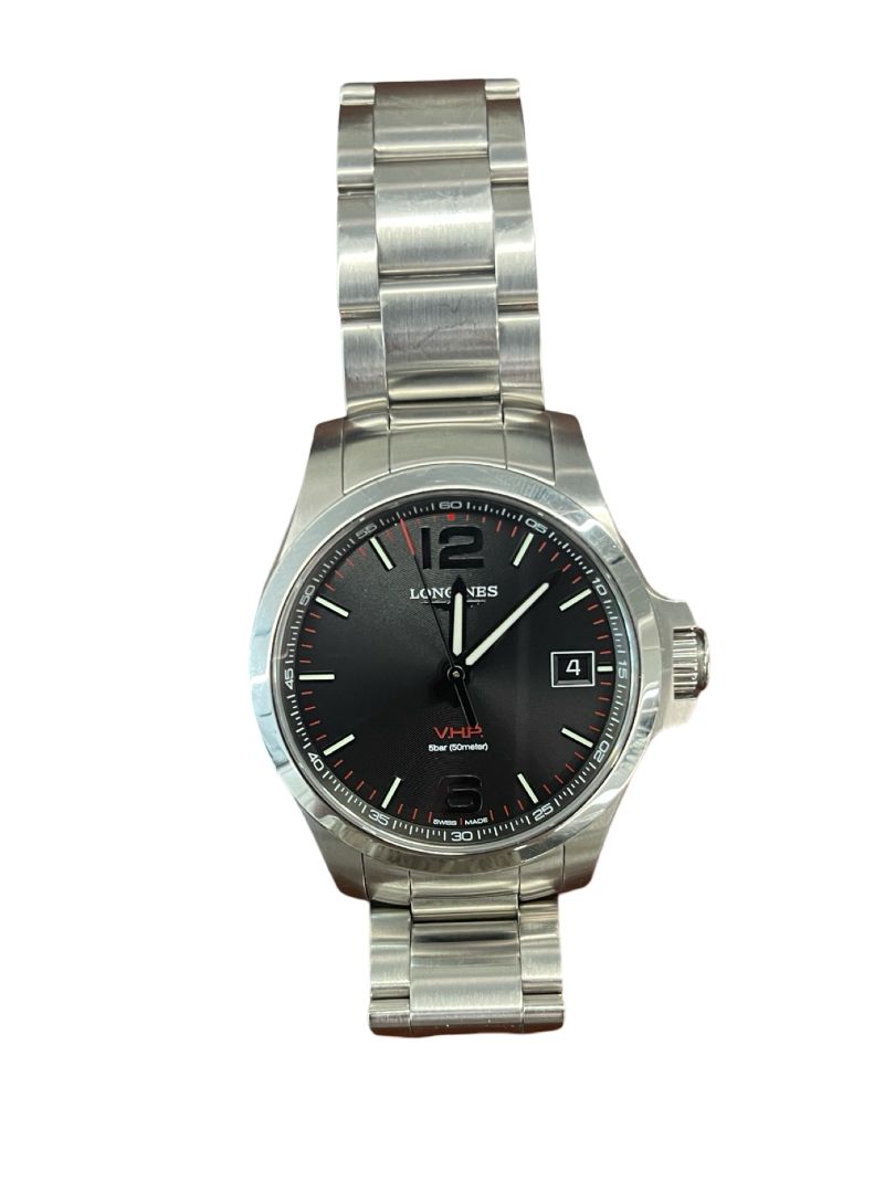 Longines Silver Original Conquest V.H.P Perpetual Black Dial Men's Watch. Size: L3.716.4