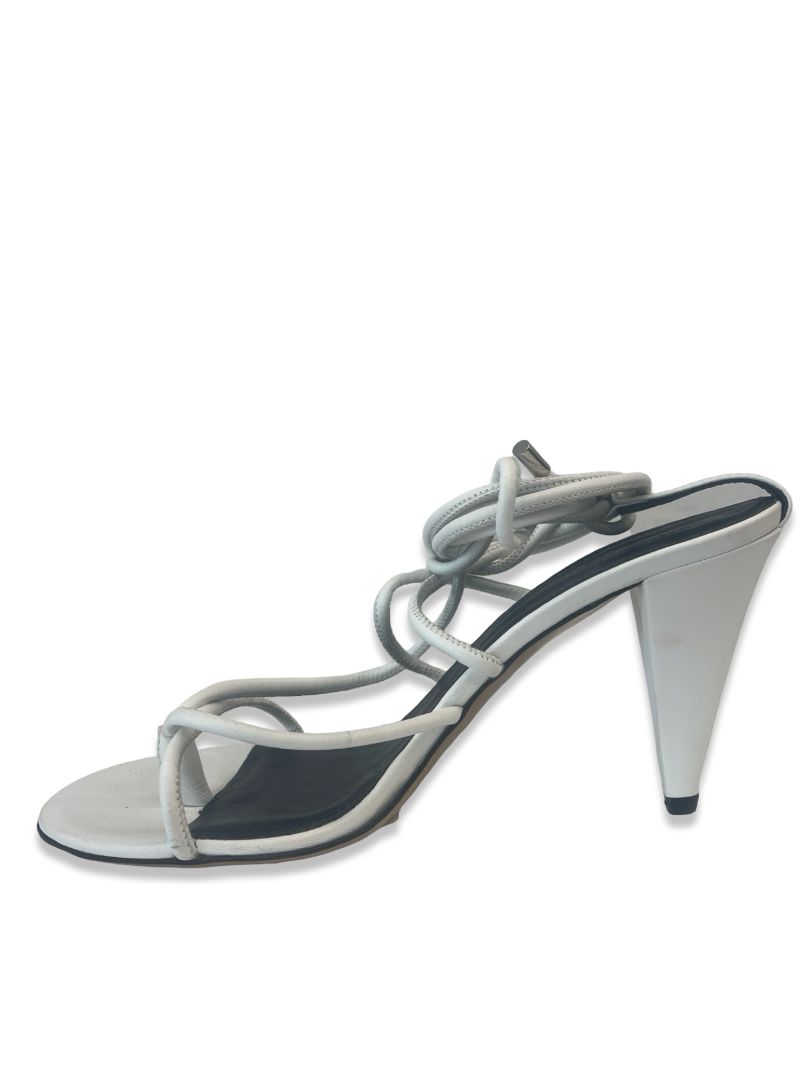 Isabel Marant White Strappy Open- Toe Heels. Size: 38