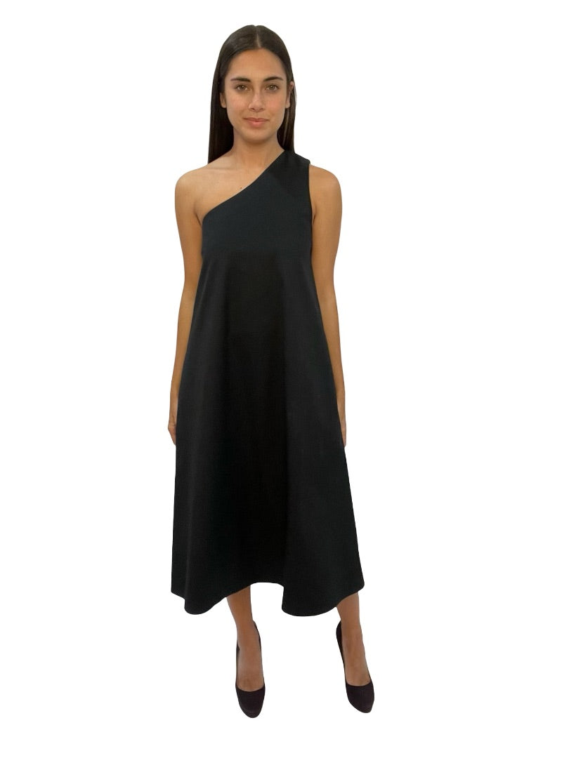 Jac+Jack Black Asymmetrical Shoulder Dress. Size: 6