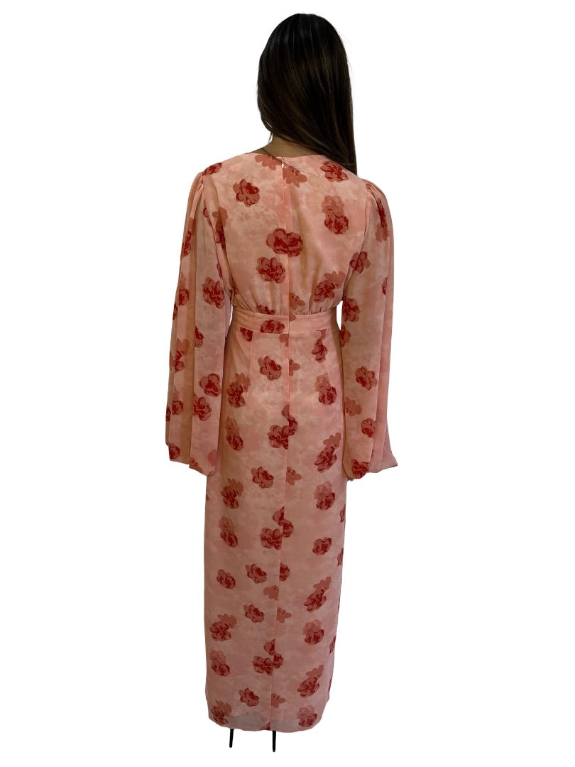 Adoore Pink Floral Print Puff Sleeve Dress. Size: 34