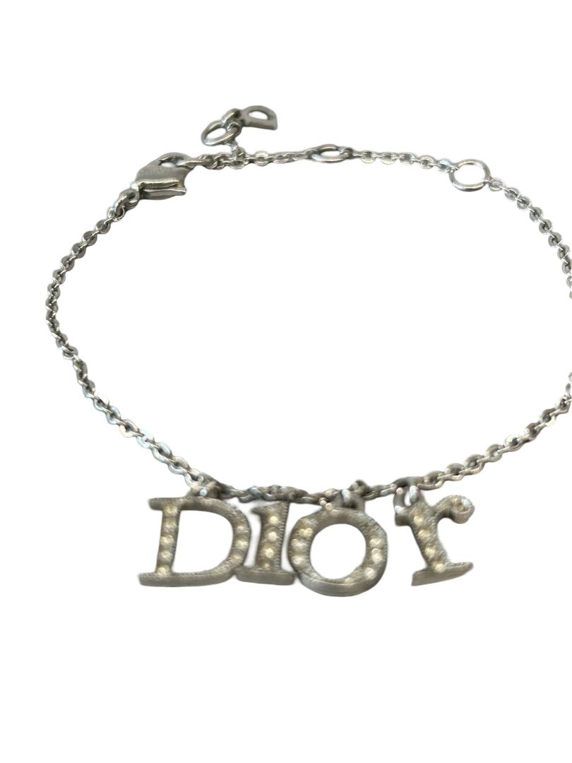 Dior Silver Chain CD Rhinestone Bracelet