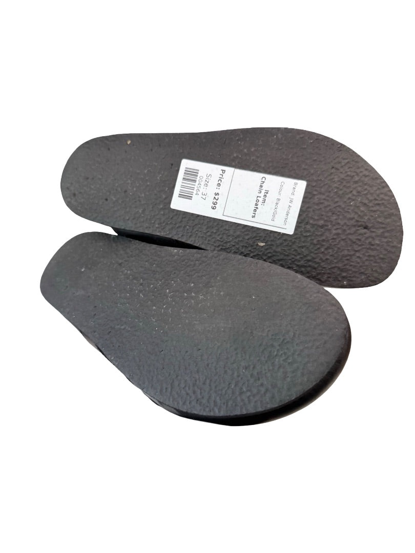 JW Anderson Black/Gold Chain Loafers. Size: 37