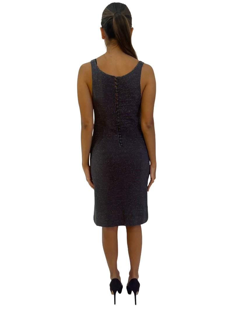 Arthur Galan Grey Silk Sparkle Knit Dress. Size: 8
