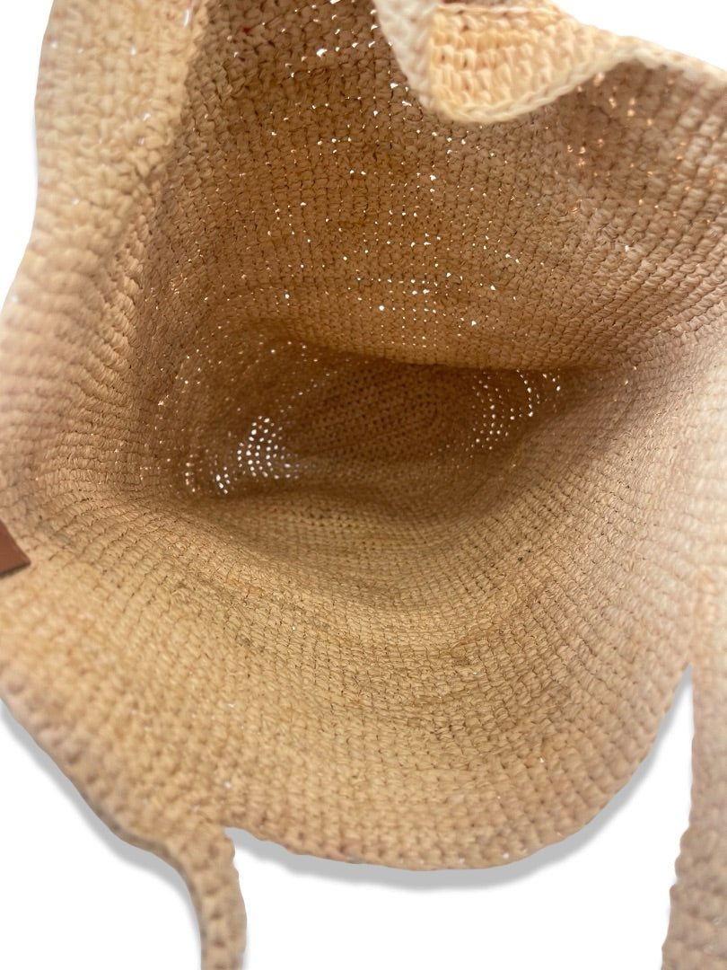 Loewe Neutral Mini Raffia Weave Tote Bag.