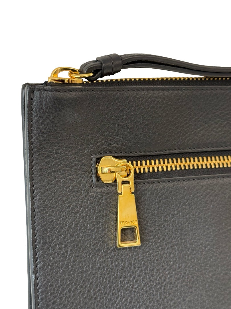 Versace Black/Gold Large Palazzo Medusa Clutch.