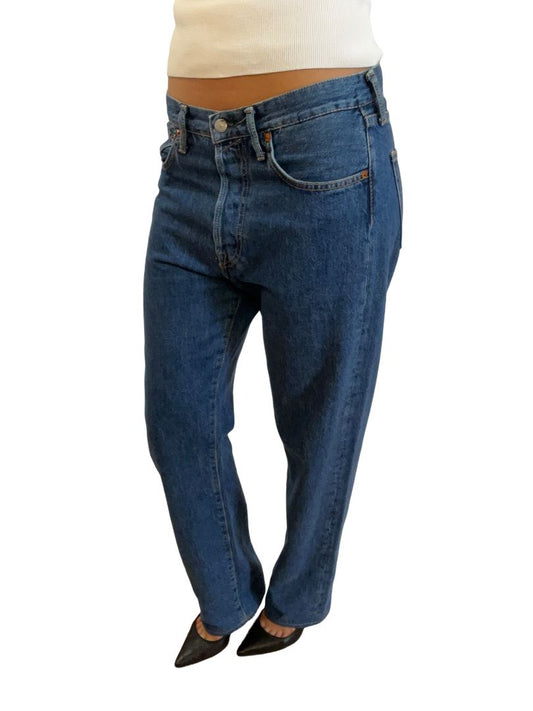 Acne Studios Blue Button Up Straight Leg Jeans. Size: 33
