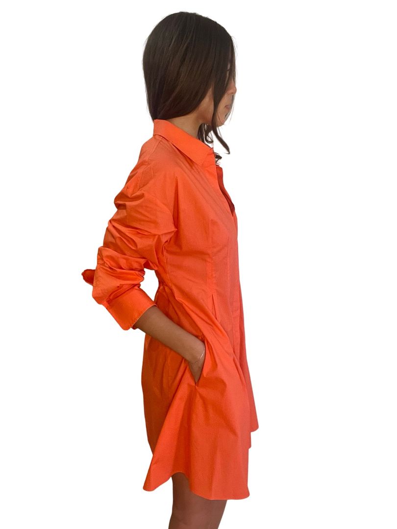 Scanlan Theodore Orange Cut-Out Shirt Dress. Size: 10