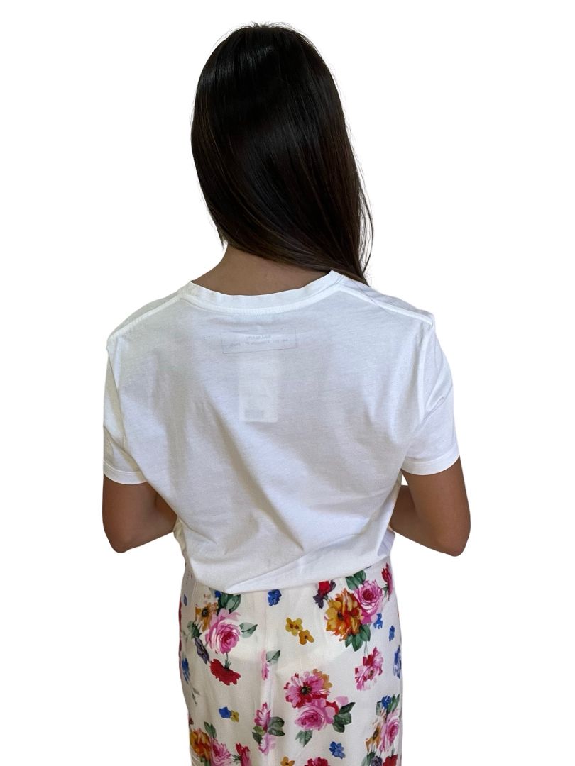 Balmain White Iridescent Logo T Shirt. Size: S
