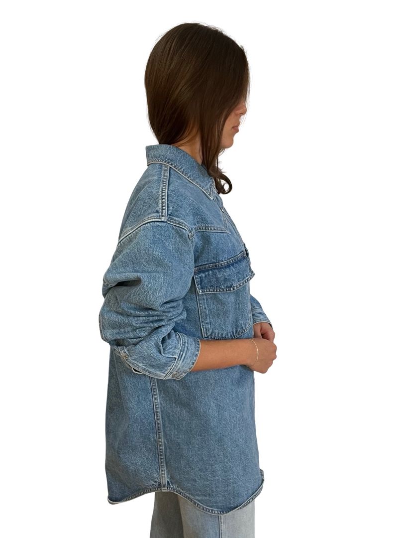 SLVRLAKE Blue 'Western' Oversized Denim Overshirt. Size: S