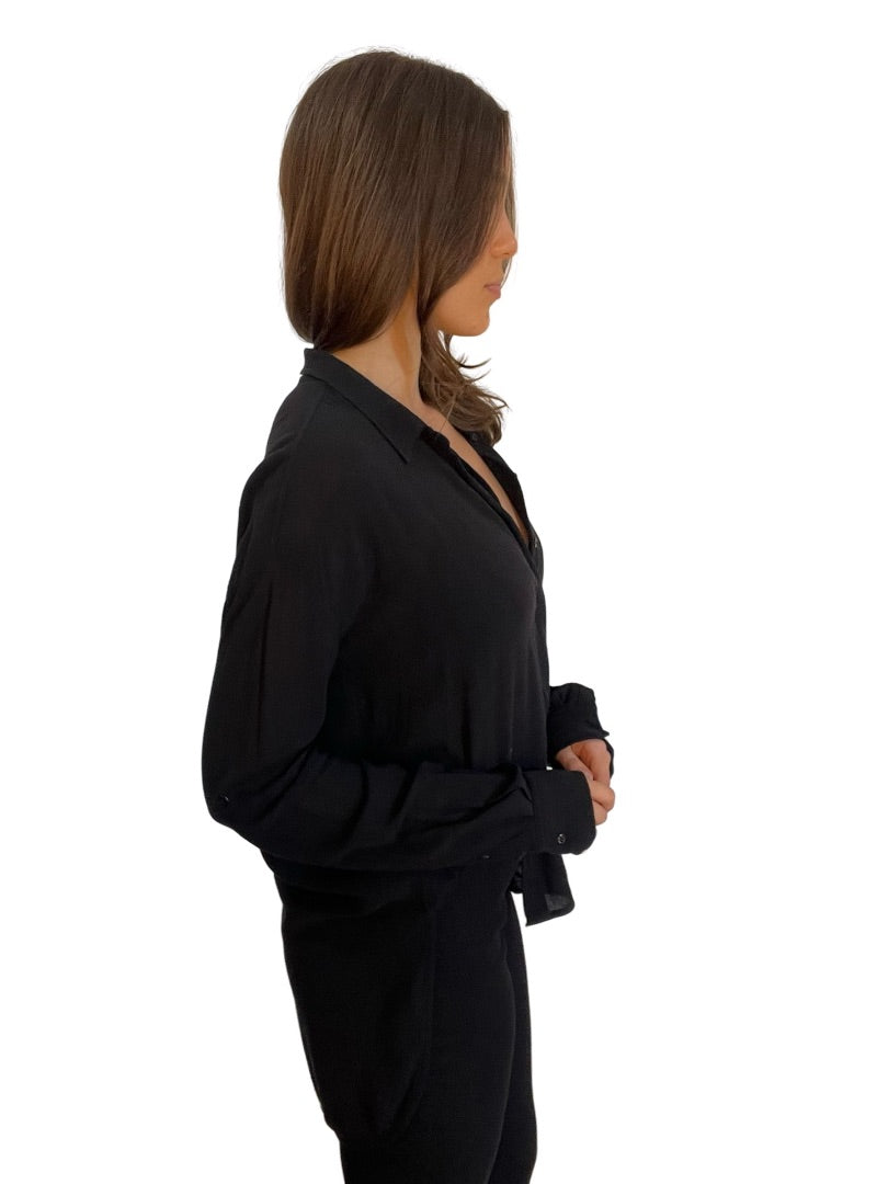 Scanlan Theodore Black Relaxed Sheer Shirt. Size: 8