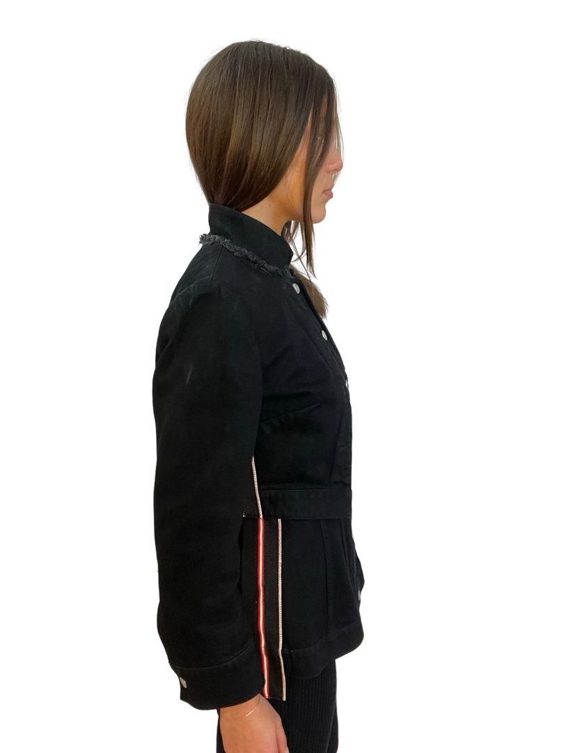 Alexander McQueen Black Denim Double Jacket. Size: 44