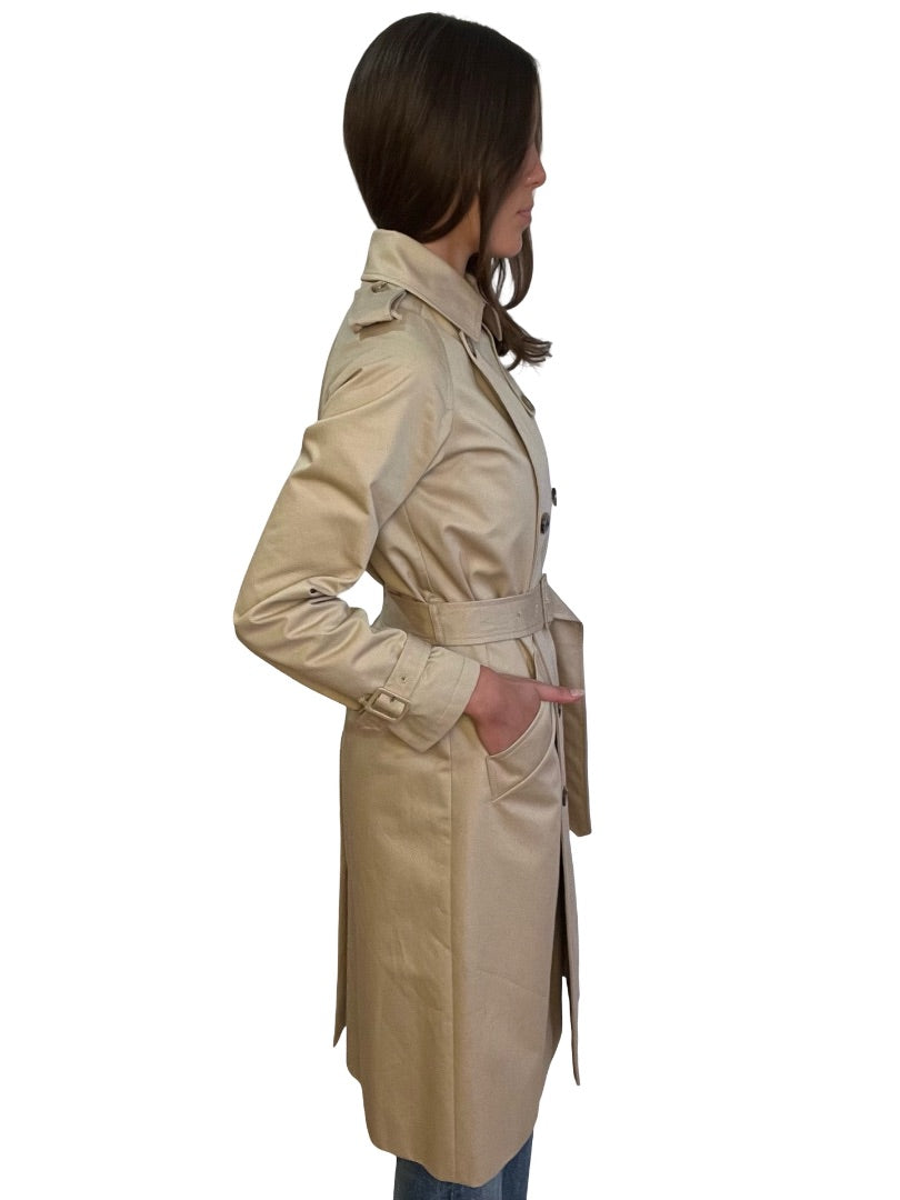 A.P.C Tan 'Greta' Trench Coat. Size: 34