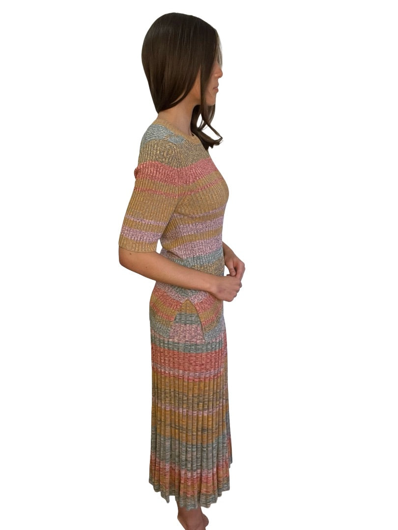 Zimmermann Multicoloured Ribbed Top & Skirt Set. Size: 0-2