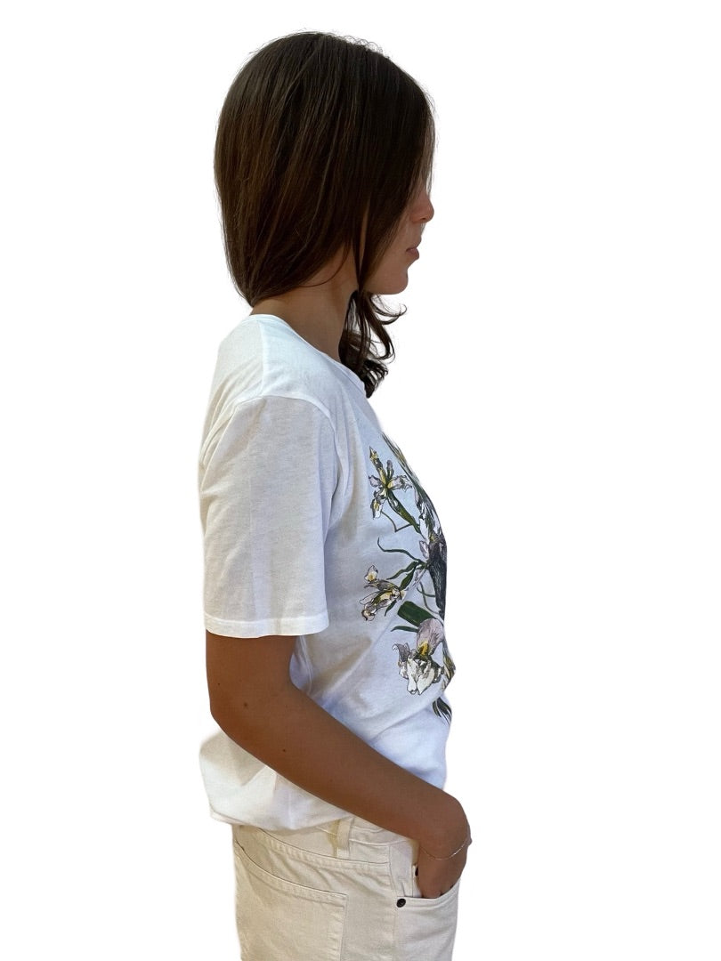 Alexander McQueen White Skull Print T-Shirt. Size: 40