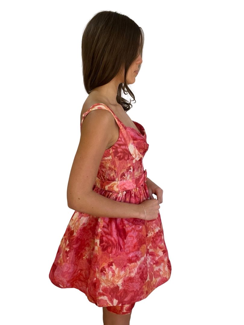 Zimmermann Pink Floral 'Hide Tide' Mini Dress. Size: 2