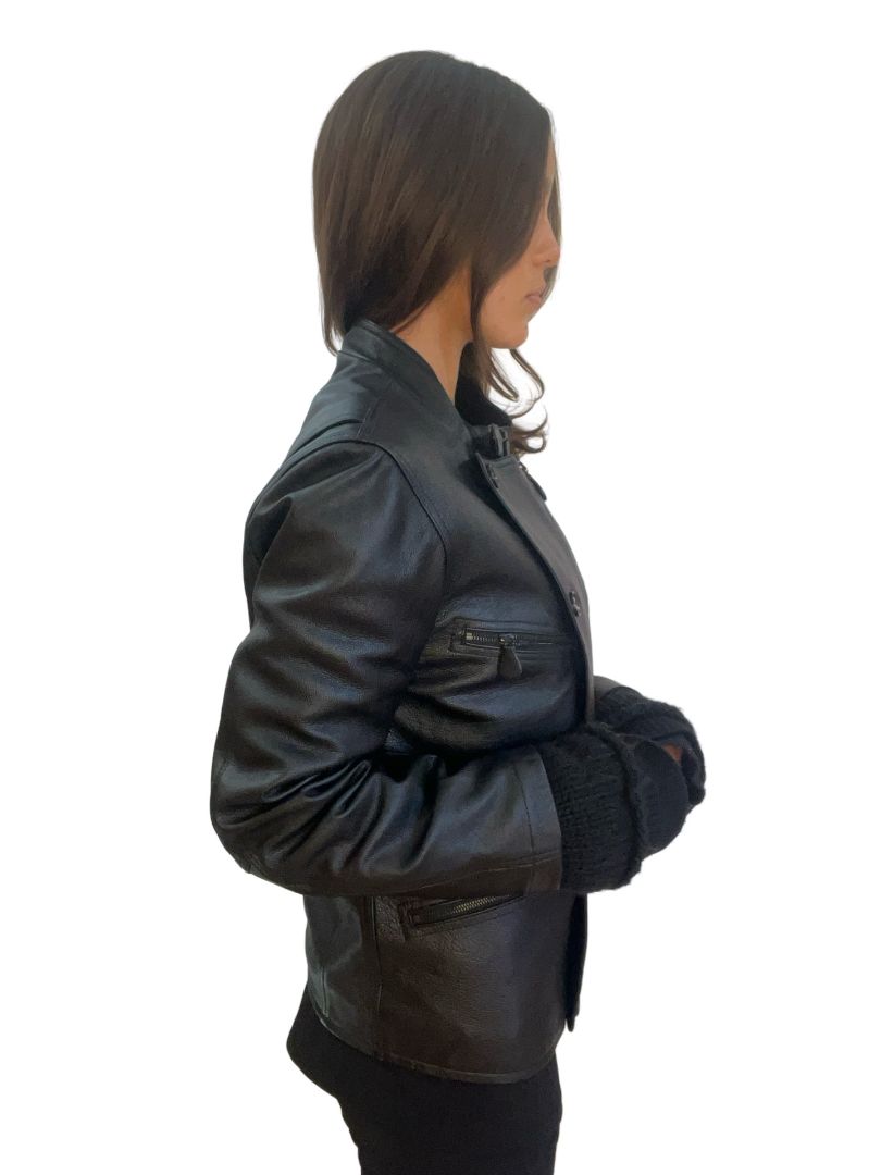 Alexander Wang Black Calfskin Leather Jacket. Size: S