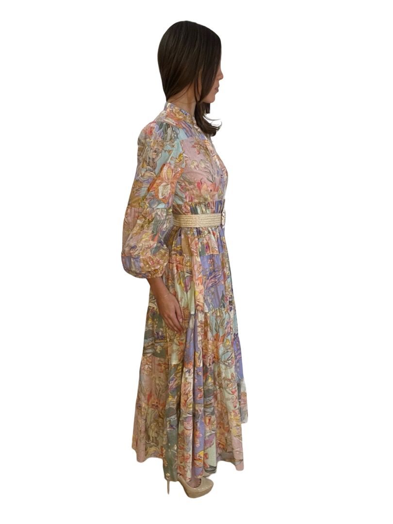 Zimmermann Multi Long Sleeve Button Down Maxi Dress. Size: 1