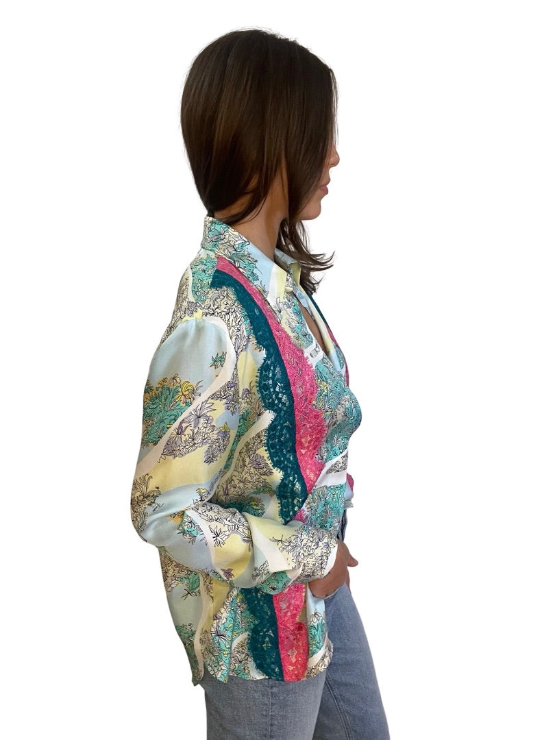 Emilio Pucci Multi-Colour Silk Print Shirt. Size: 10