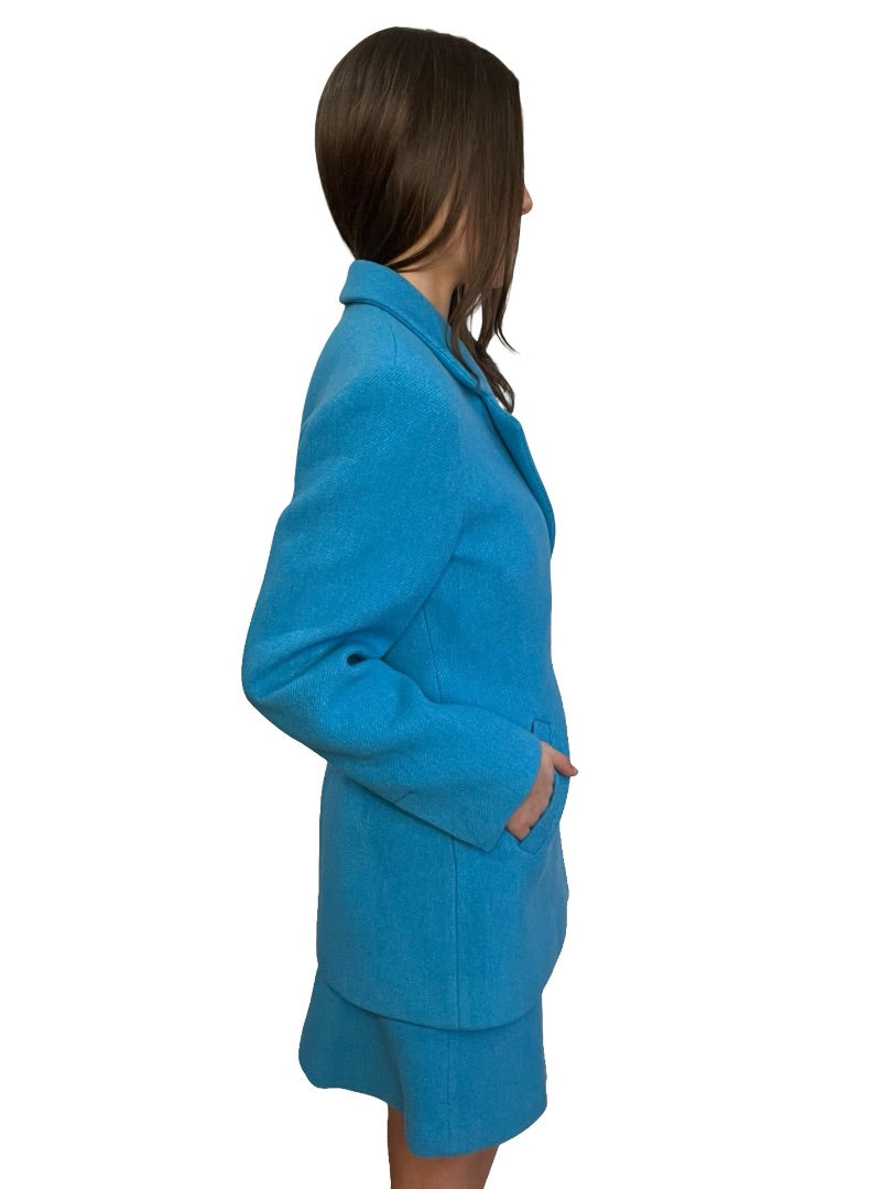 Ganni Blue Asymmetric Blazer & Skirt Set. Size: 38 & 40