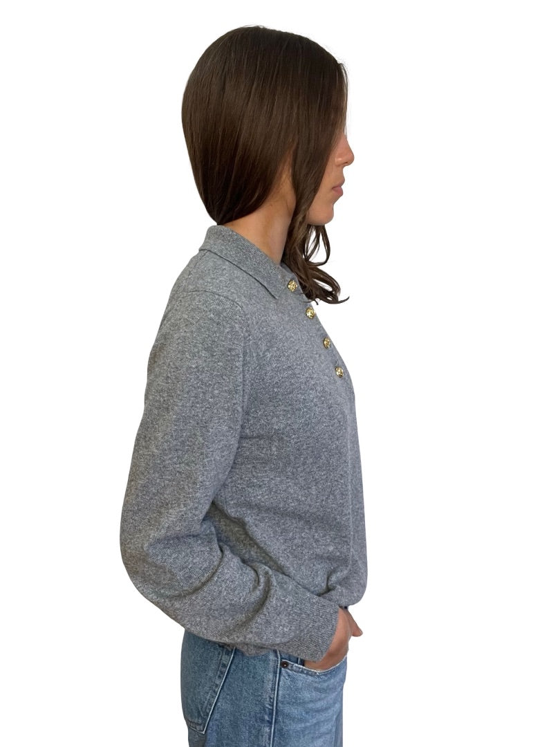 Blaze Milano Grey Wool/Cashmere Longsleeve W Gold Buttons. Size: 2