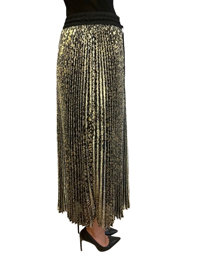 Rebecca Vallance Gold / Black Glitter Leopard Print Maxi Skirt. Size: 12