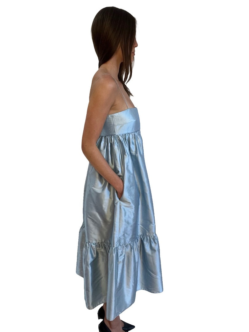 Baaby Blue Baby Doll Maxi Dress w Spegetti Straps. Size: Small