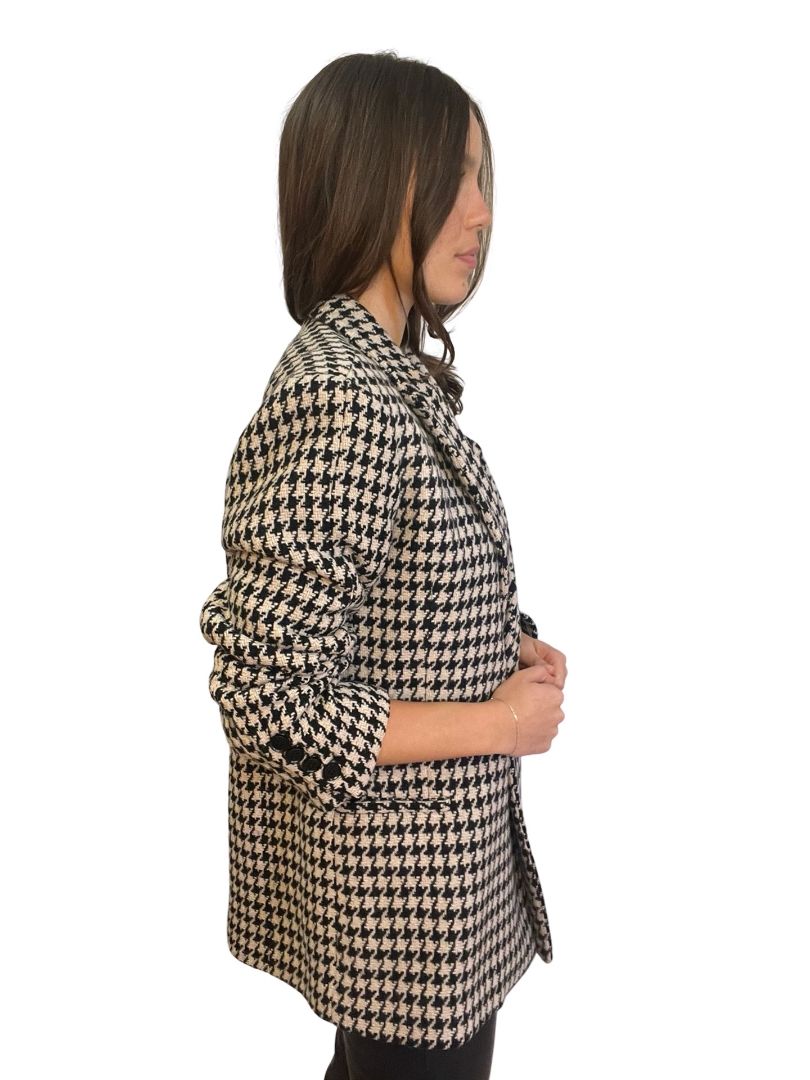 Anine Bing Black/Nude 'KAIA' Houndstooth Blazer. Size: S