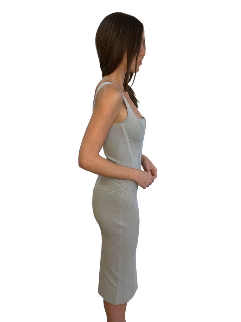 Dion Lee Grey Boned Fitted Dress. Size: S