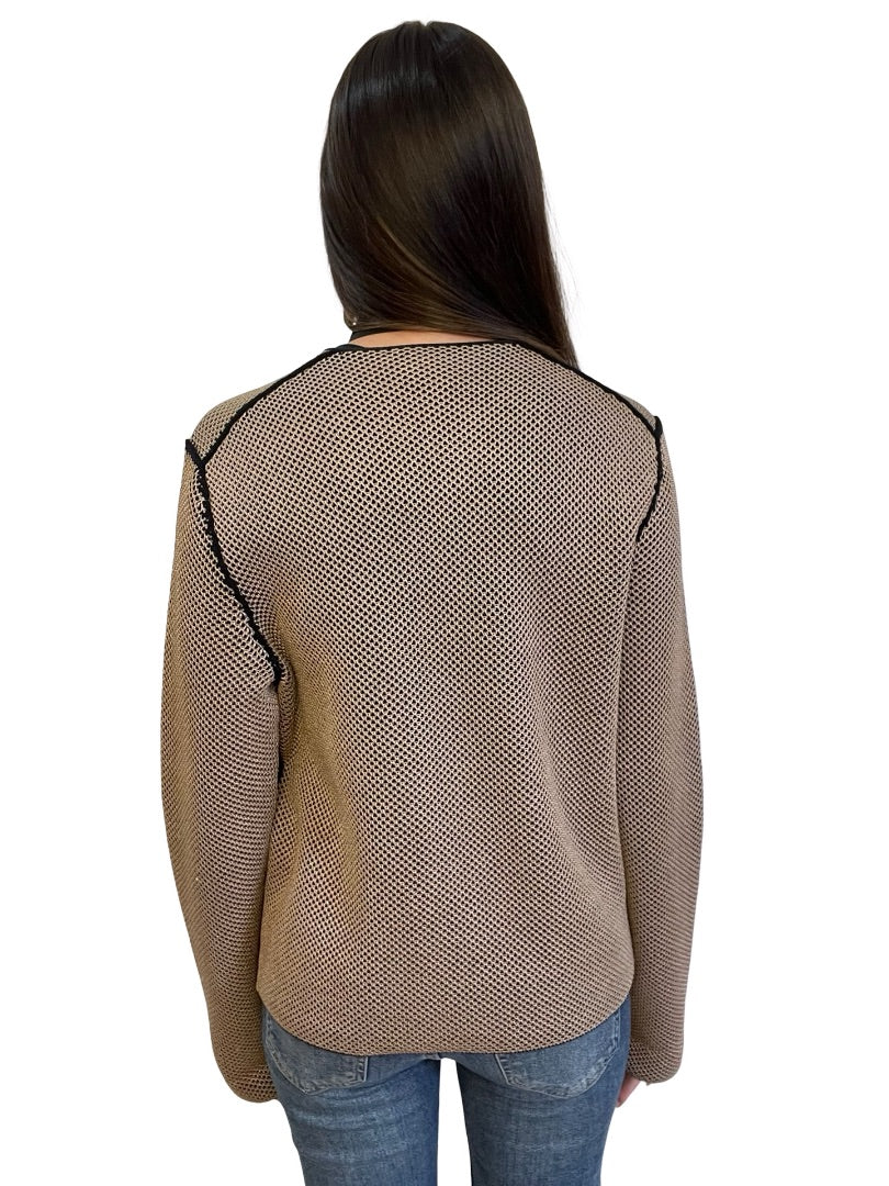 Louis Vuitton Nude Buttoned Bow Cardigan. Size: L