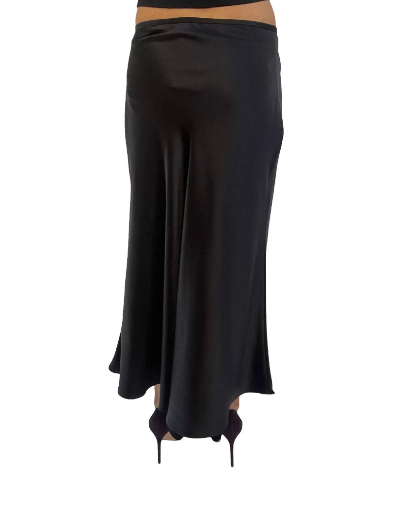 Ginia Black Silk Skirt. Size: S
