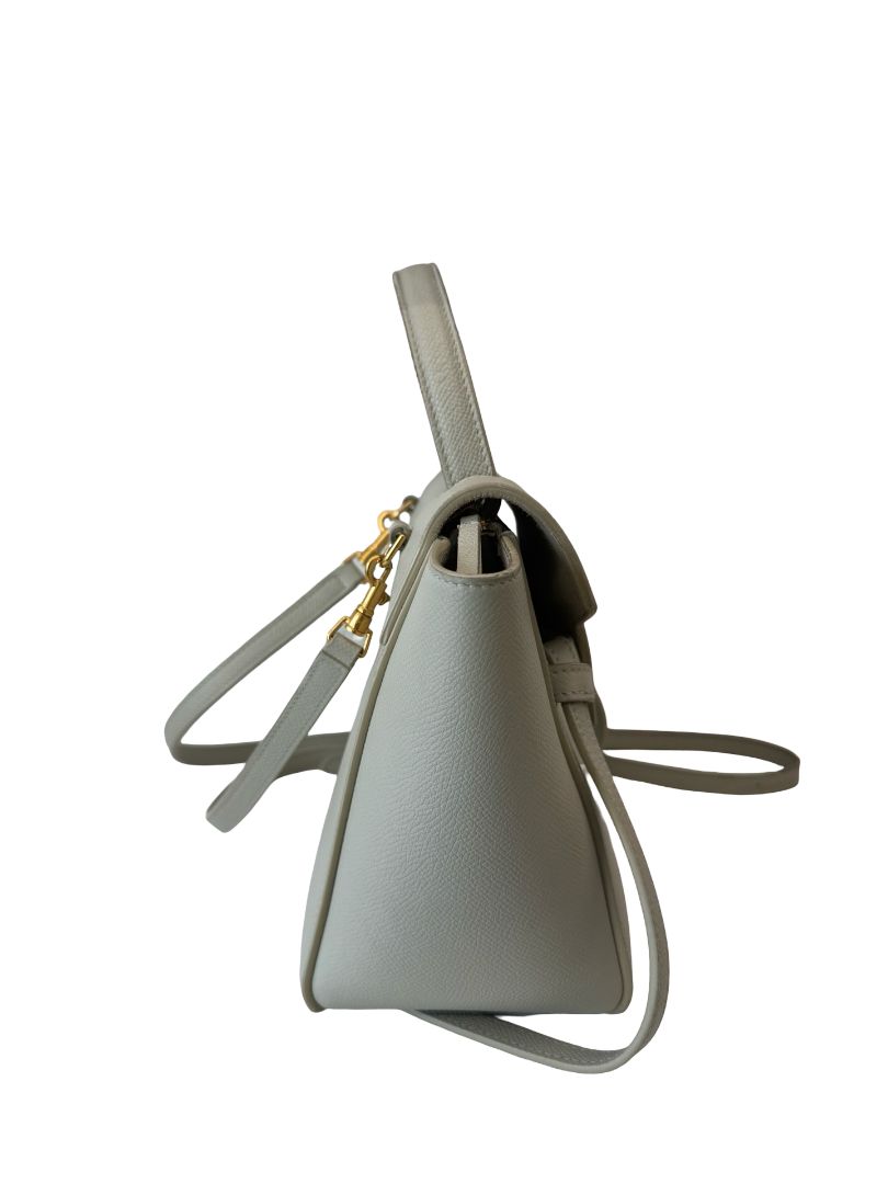 Celine Sage Green Leather Mini Belt Bag.